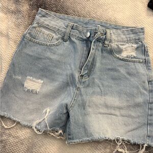 SHEIN Light Blue Ripped Jean Shorts